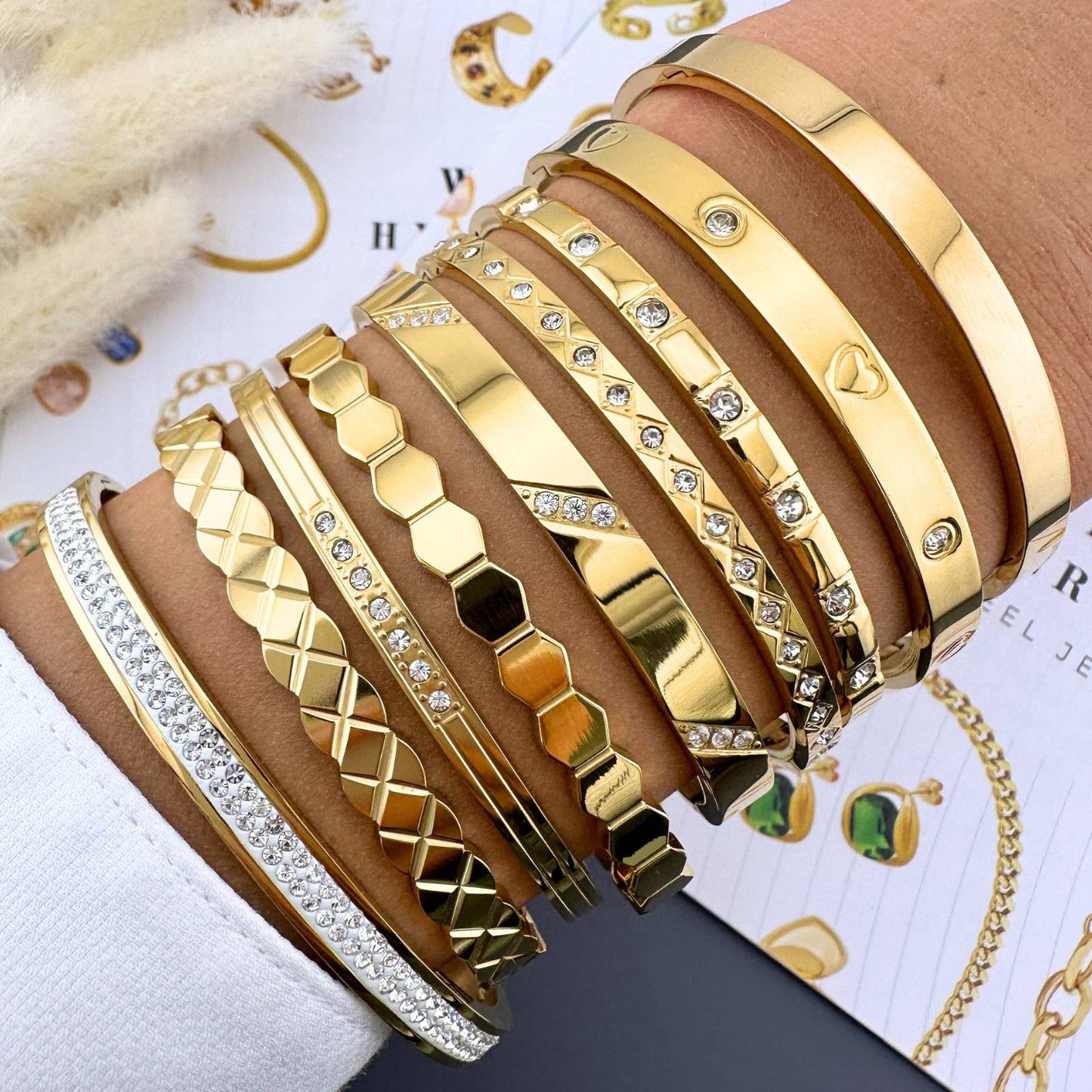 Crystal Line Armband, 18K Goud Omhuld