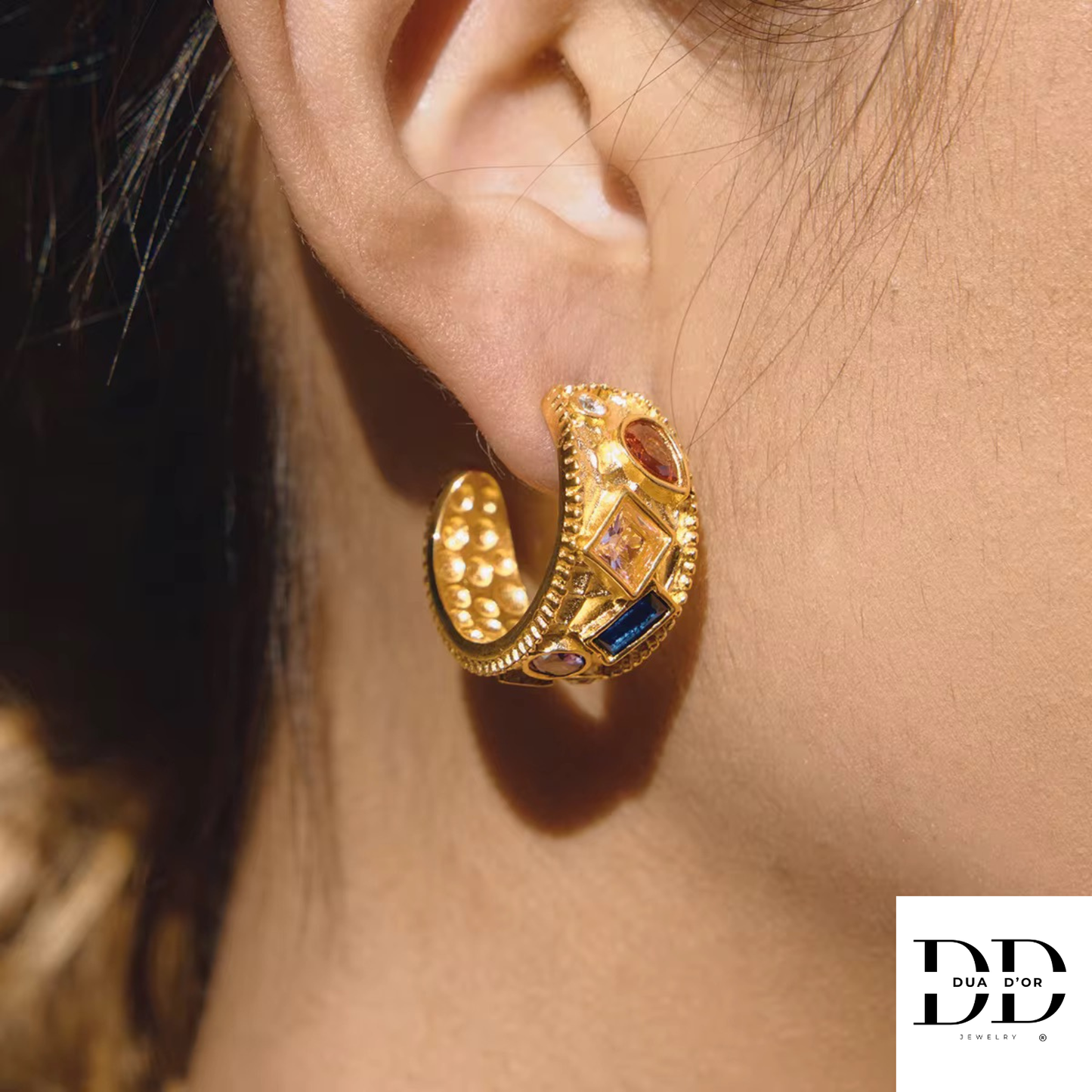Luna Gem Hoops Oorbellen
