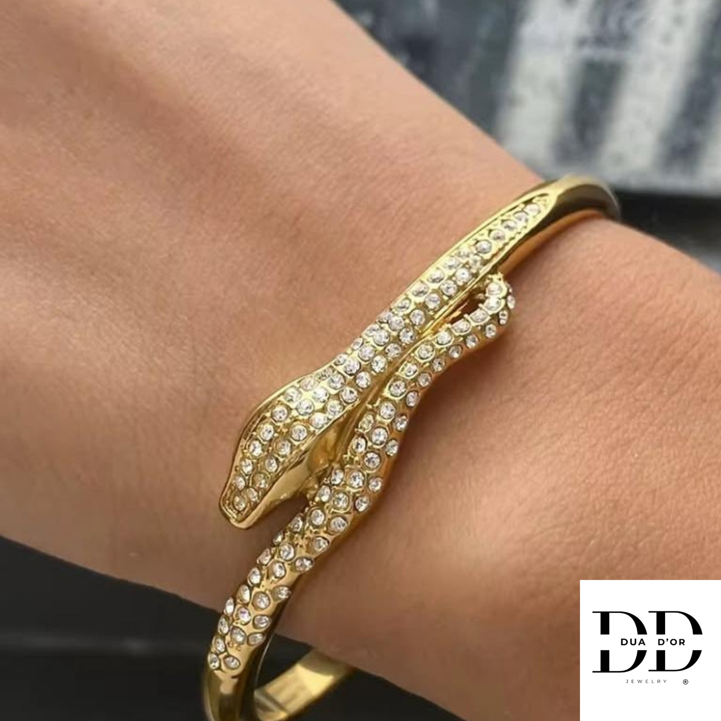 Serpentina Pavé Snake Armband, Goud, Zirconia