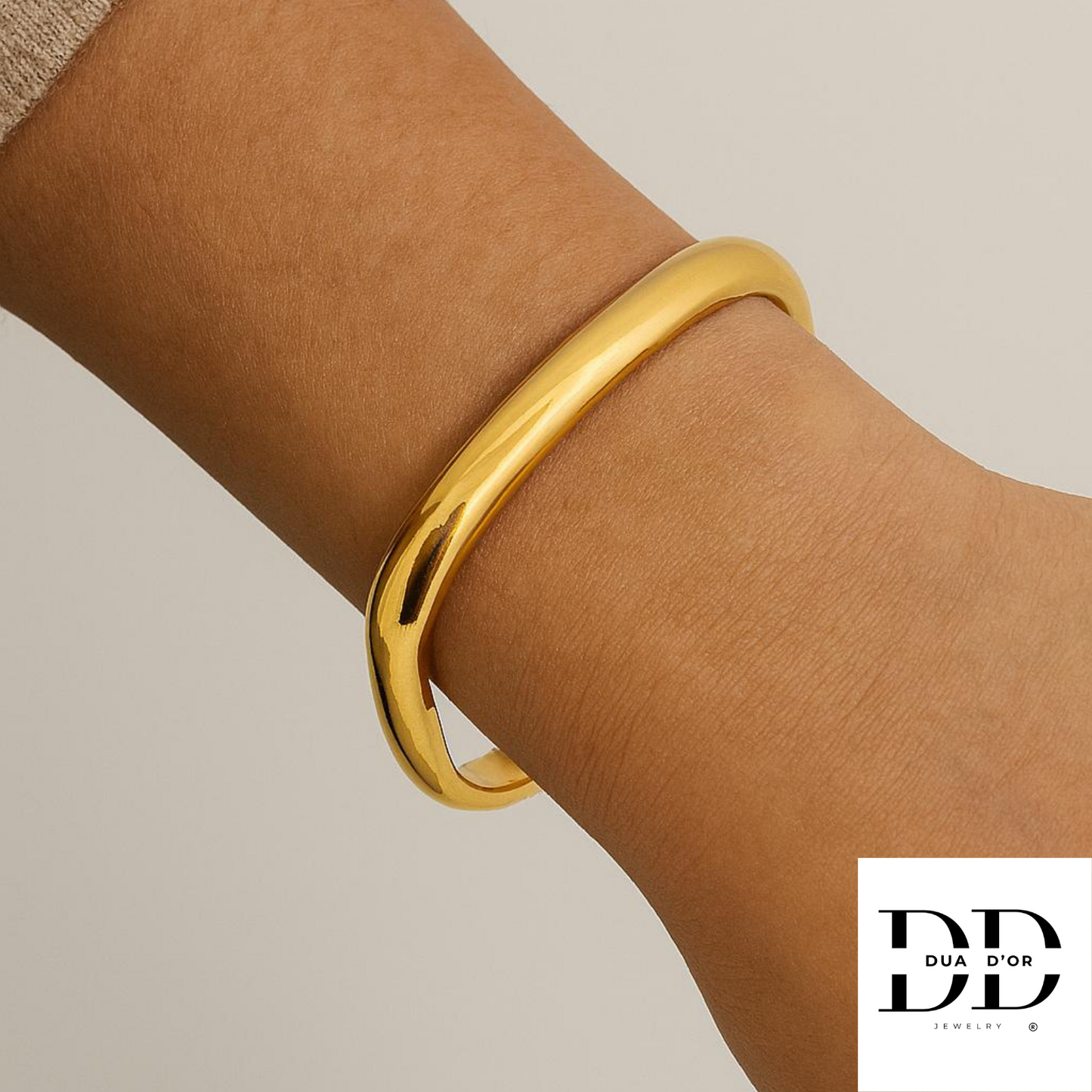 Round Cuff Armband, Goud/Zilver