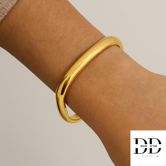 Round Cuff Armband, Goud/Zilver