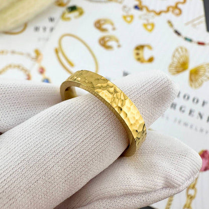 Hammered Gold Ring, 18K Goud Omhuld