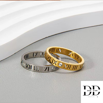 Aurum Roman Ring, 18K Goud/Zilver Kleur