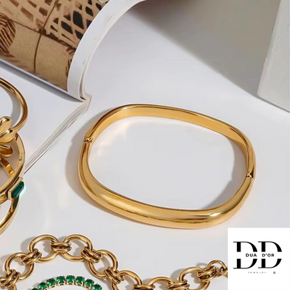 Round Cuff Armband, Goud/Zilver