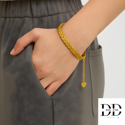 Golden Weave, Fijn Gevlochten Armband