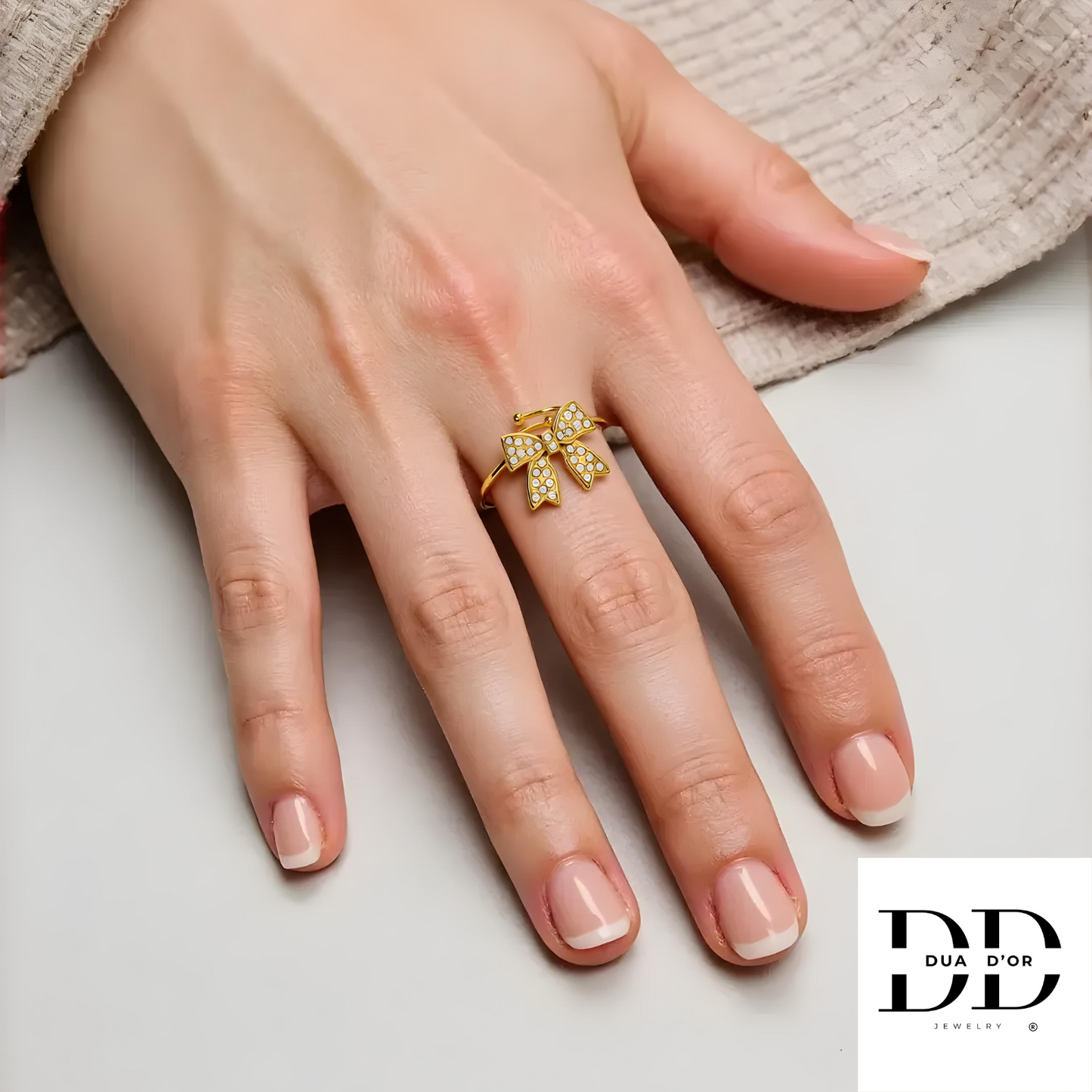 Fleur D'OR Ring, Met Cubic Zirconia