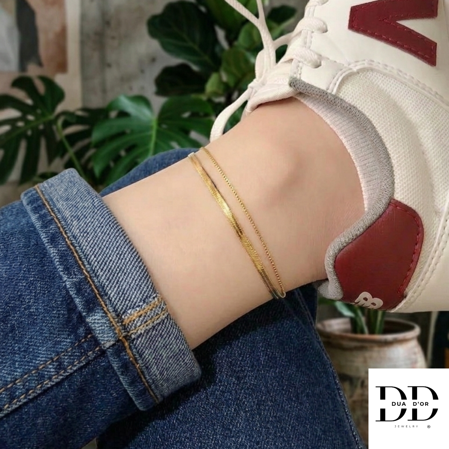 Duo Gold Glow Enkelketting
