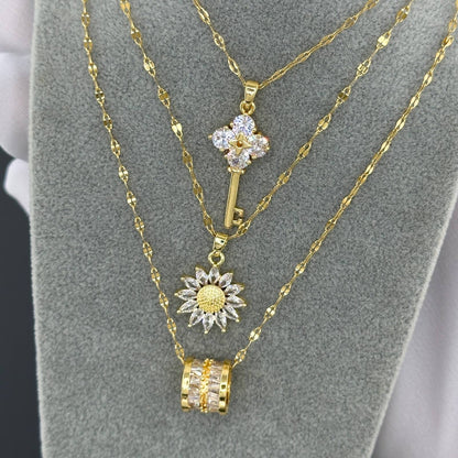 Flower Necklace, 18K Goud Omhuld