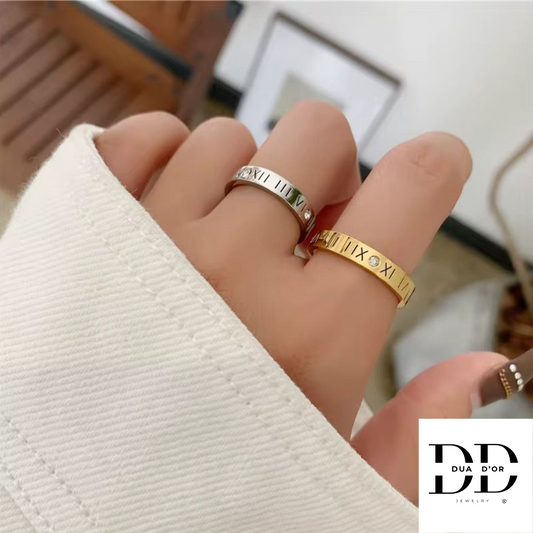 Aurum Roman Ring, 18K Goud/Zilver Kleur