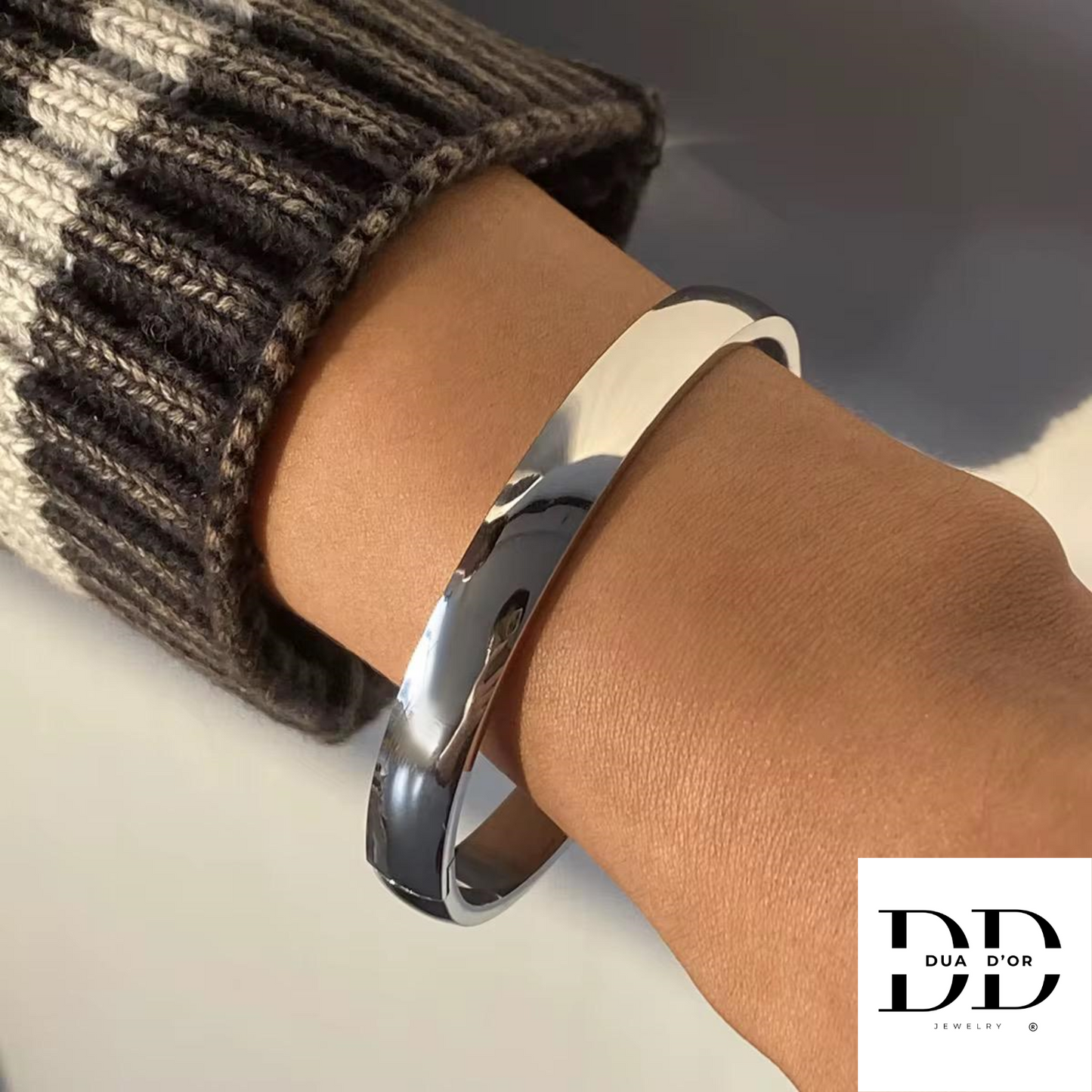 Round Cuff Armband, Goud/Zilver