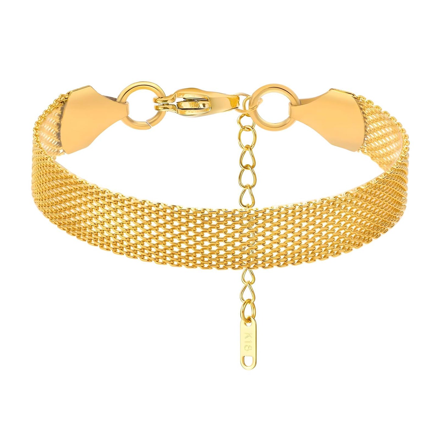 Wide Mesh Armband– 18K Goud Omhuld