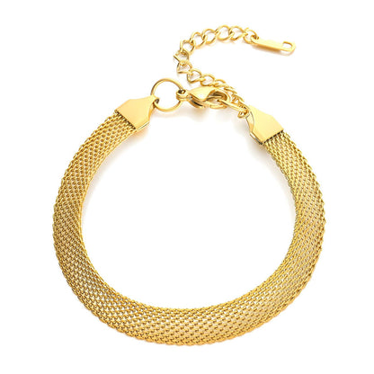 Wide Mesh Armband– 18K Goud Omhuld