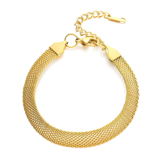 Wide Mesh Armband– 18K Goud Omhuld
