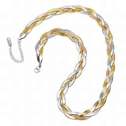Tricolor Braided Halsketting, 18K Goud Omhuld