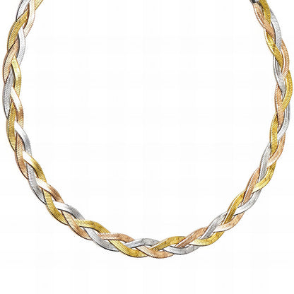 Tricolor Braided Halsketting, 18K Goud Omhuld