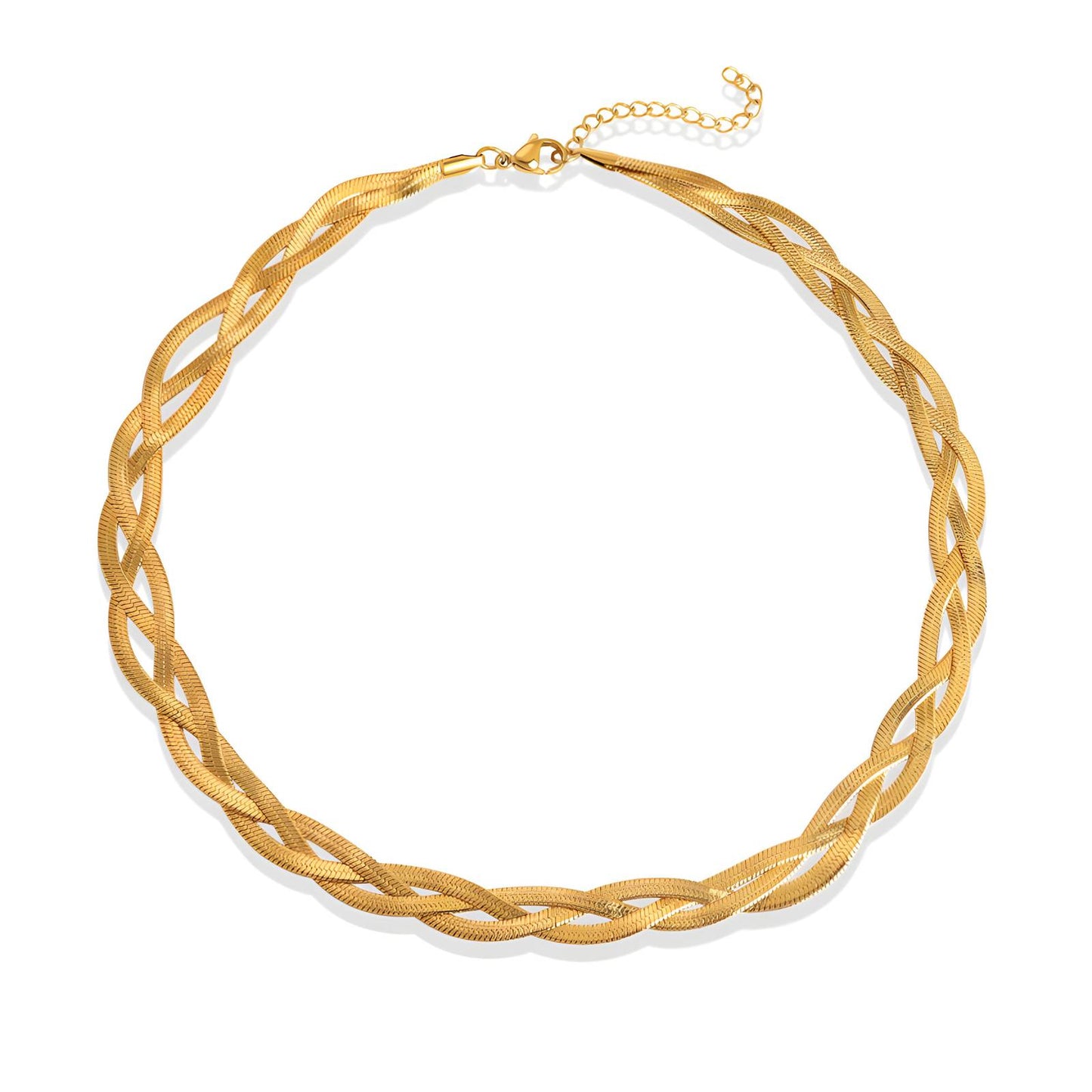 Braided Gold Choker Halsketting, 18K Goud Omhuld