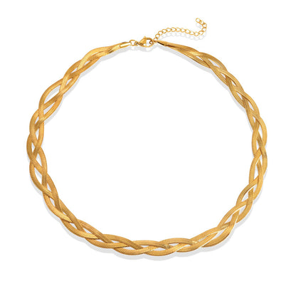 Braided Gold Choker Halsketting, 18K Goud Omhuld