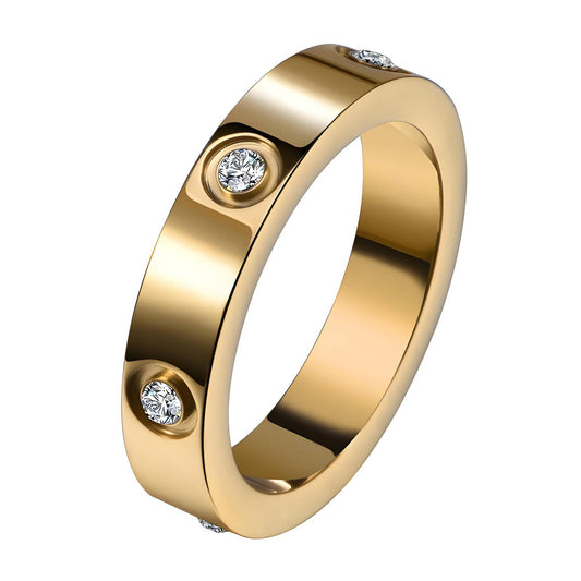 Luxe Signet Ring, 18K Goud met Zirconia Accenten