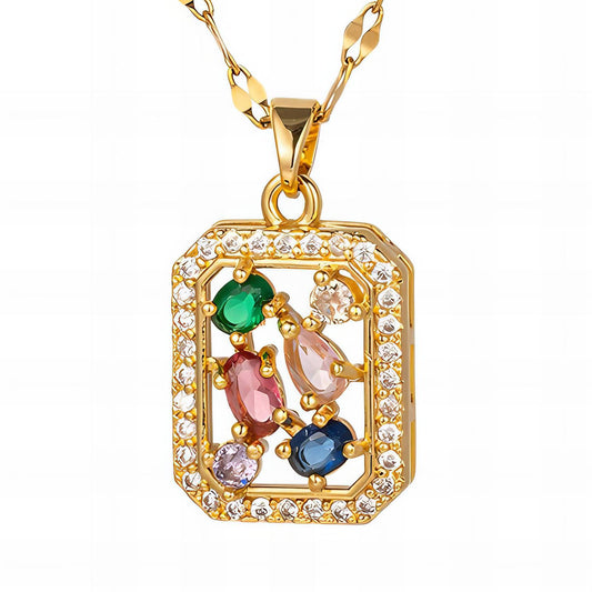 Colorful Gemstones Halsketting, 18K Goud Omhuld