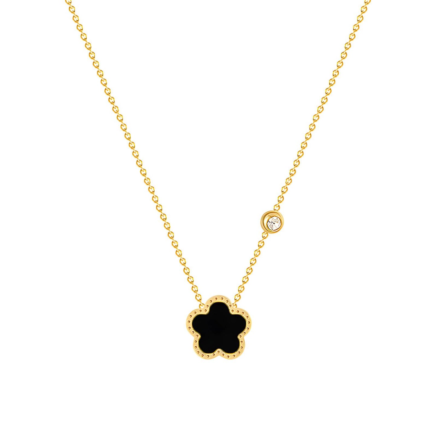 Flower black Halsketting, 18K Goud Omhuld