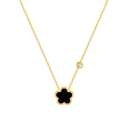 Flower black Halsketting, 18K Goud Omhuld