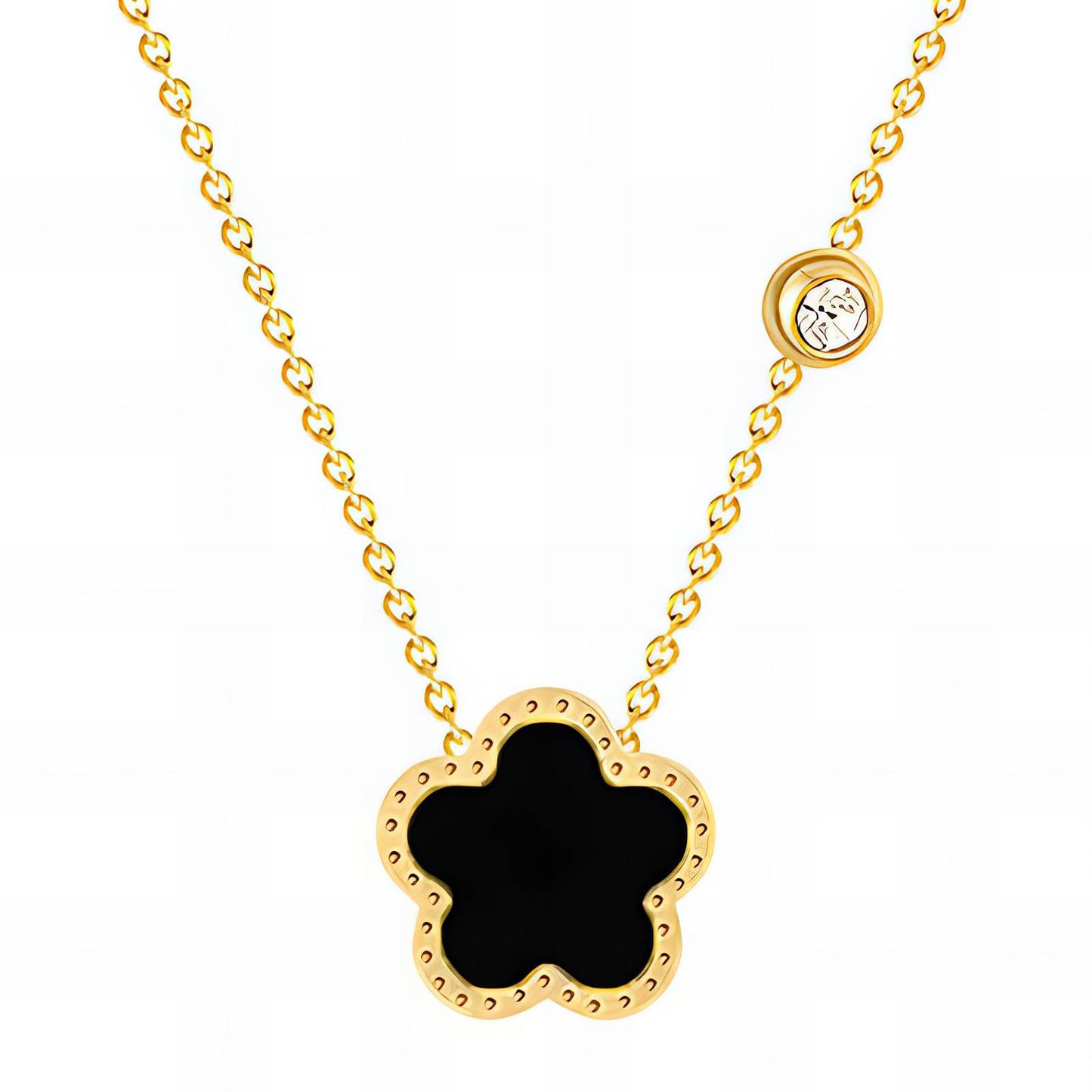 Flower black Halsketting, 18K Goud Omhuld