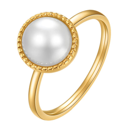 Gold Pearl Ring, 18K Goud Omhuld