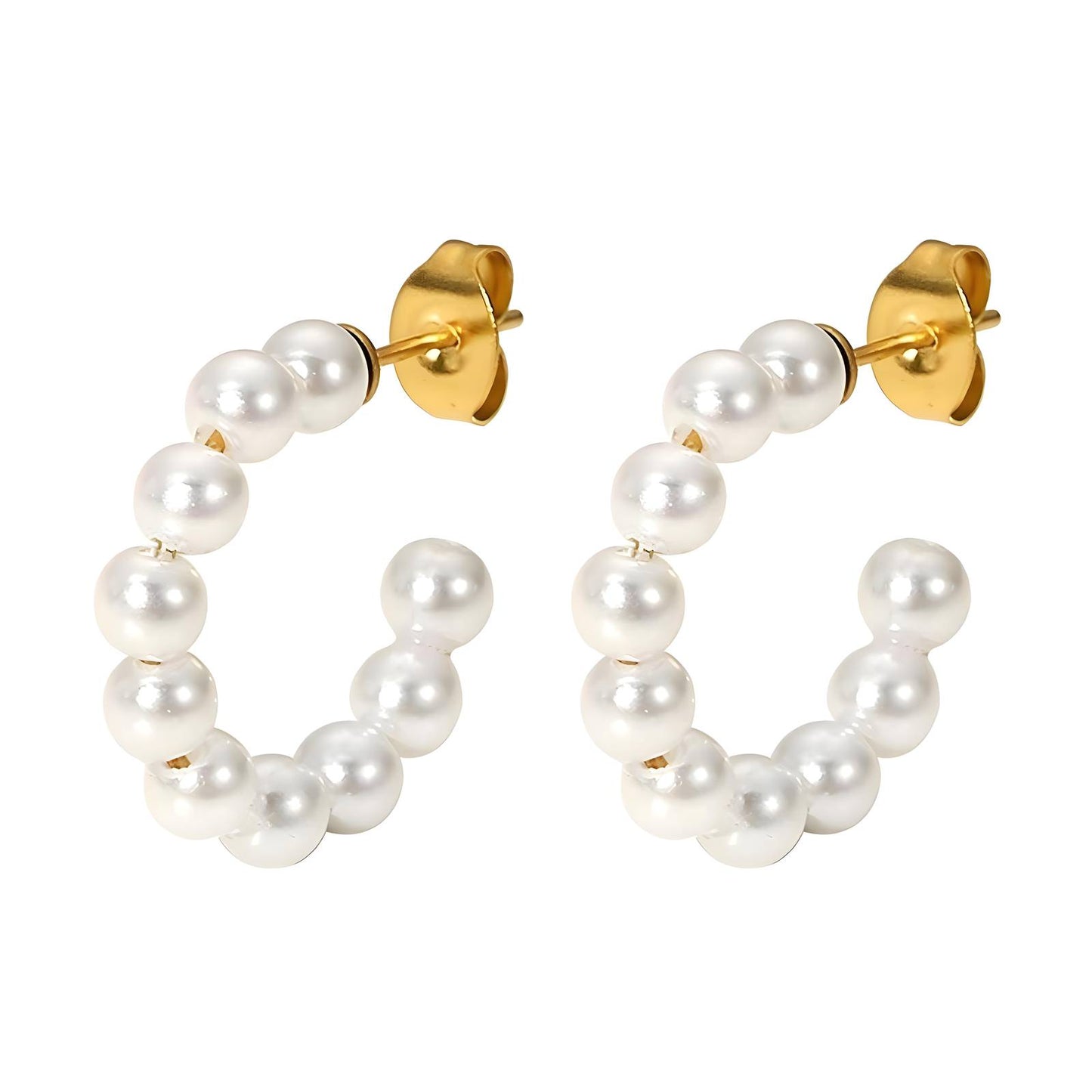Aurora Pearl Hoops Oorbellen, 18K Goud Omhuld
