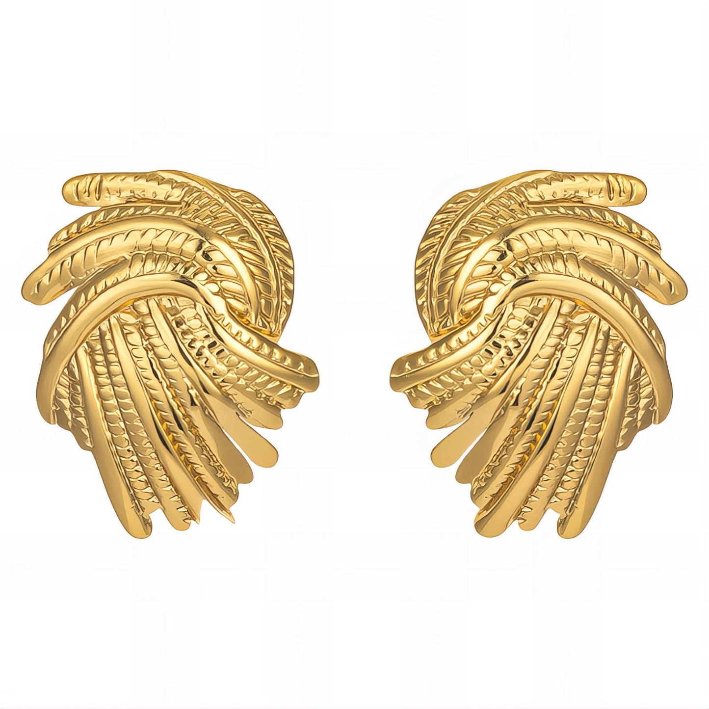 Gold Leaf Twist Oorbellen, 18K Goud Omhuld