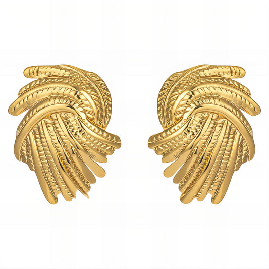 Gold Leaf Twist Oorbellen, 18K Goud Omhuld