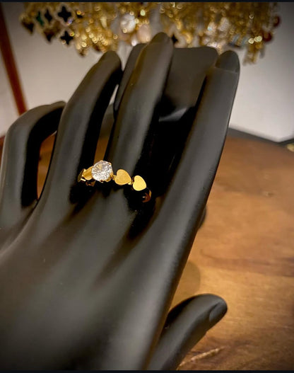 Kalp Yüzük, 18K Altın Kaplama Çelik