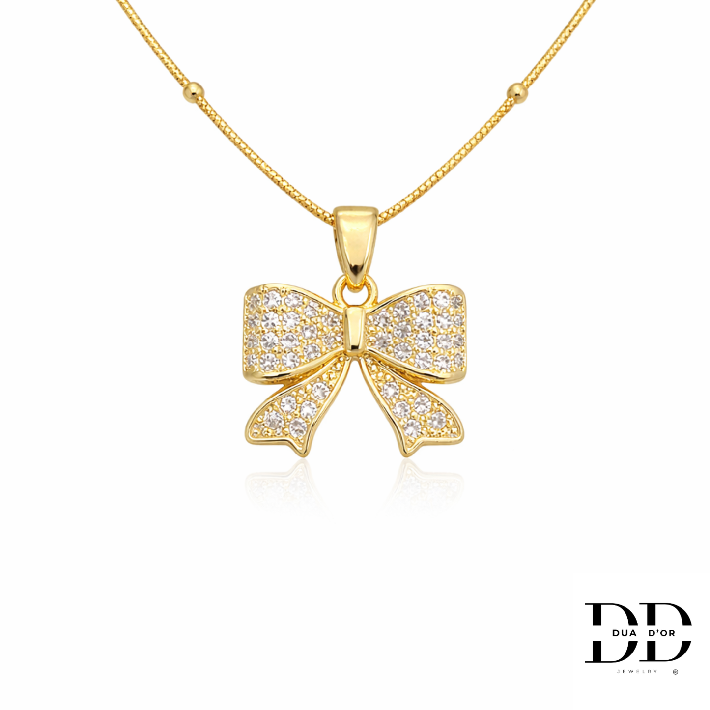 Strikje Zirkonia Halsketting