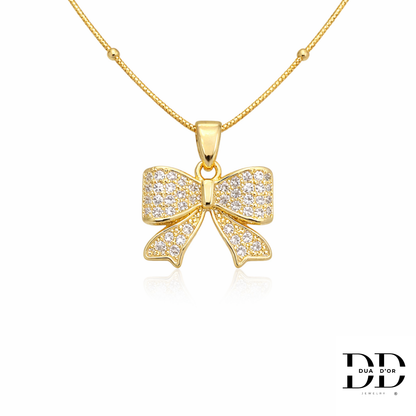 Strikje Zirkonia Halsketting